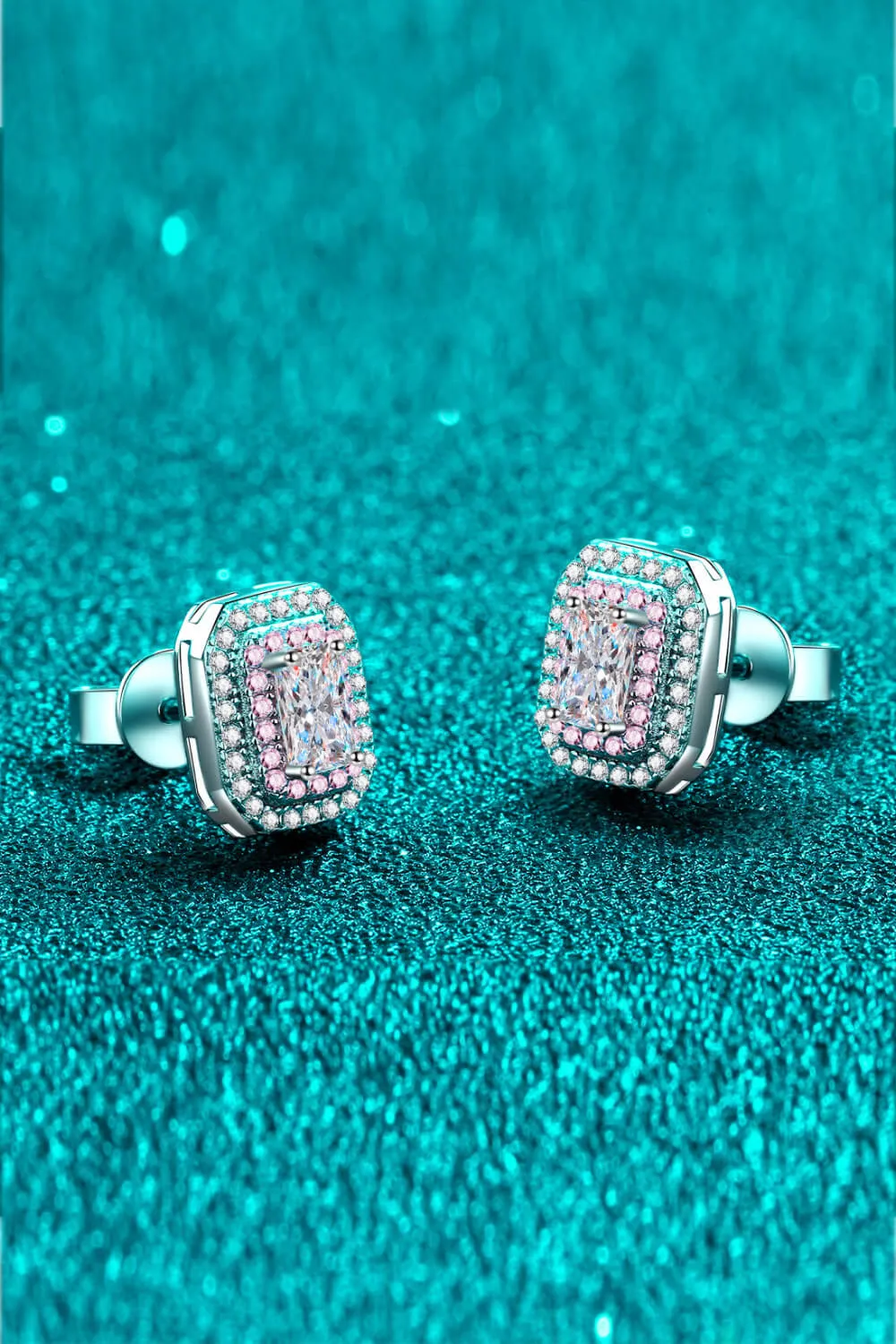 1 Carat Moissanite and Zircon Contrast Geometric Stud Earrings