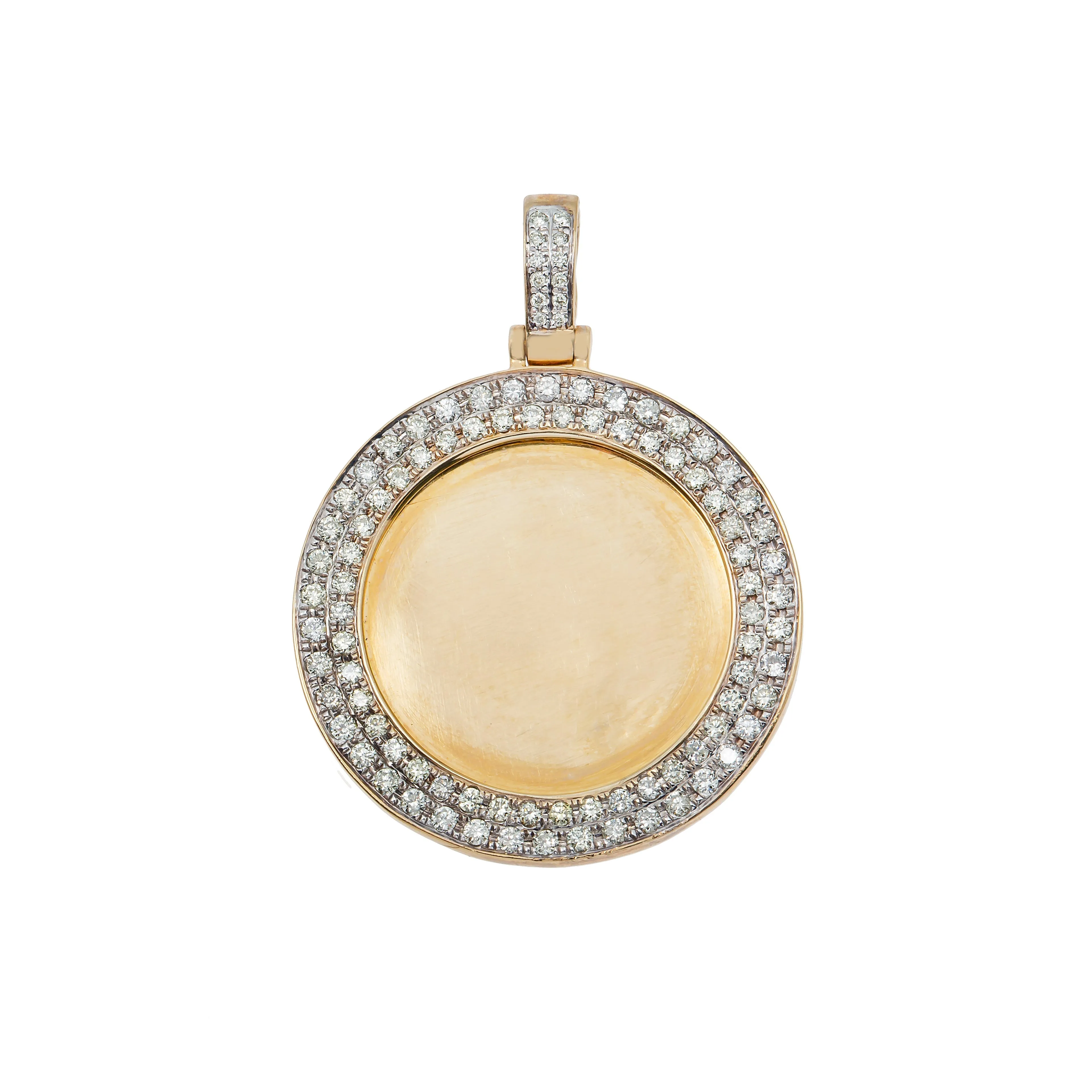 10k Yellow Gold Diamond Round Memory Pendant 1.49 Ctw