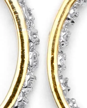 1/10 Cttw. Round Diamond Accented Hoop Earrings 14k Gold-plated Sterling Silver | White