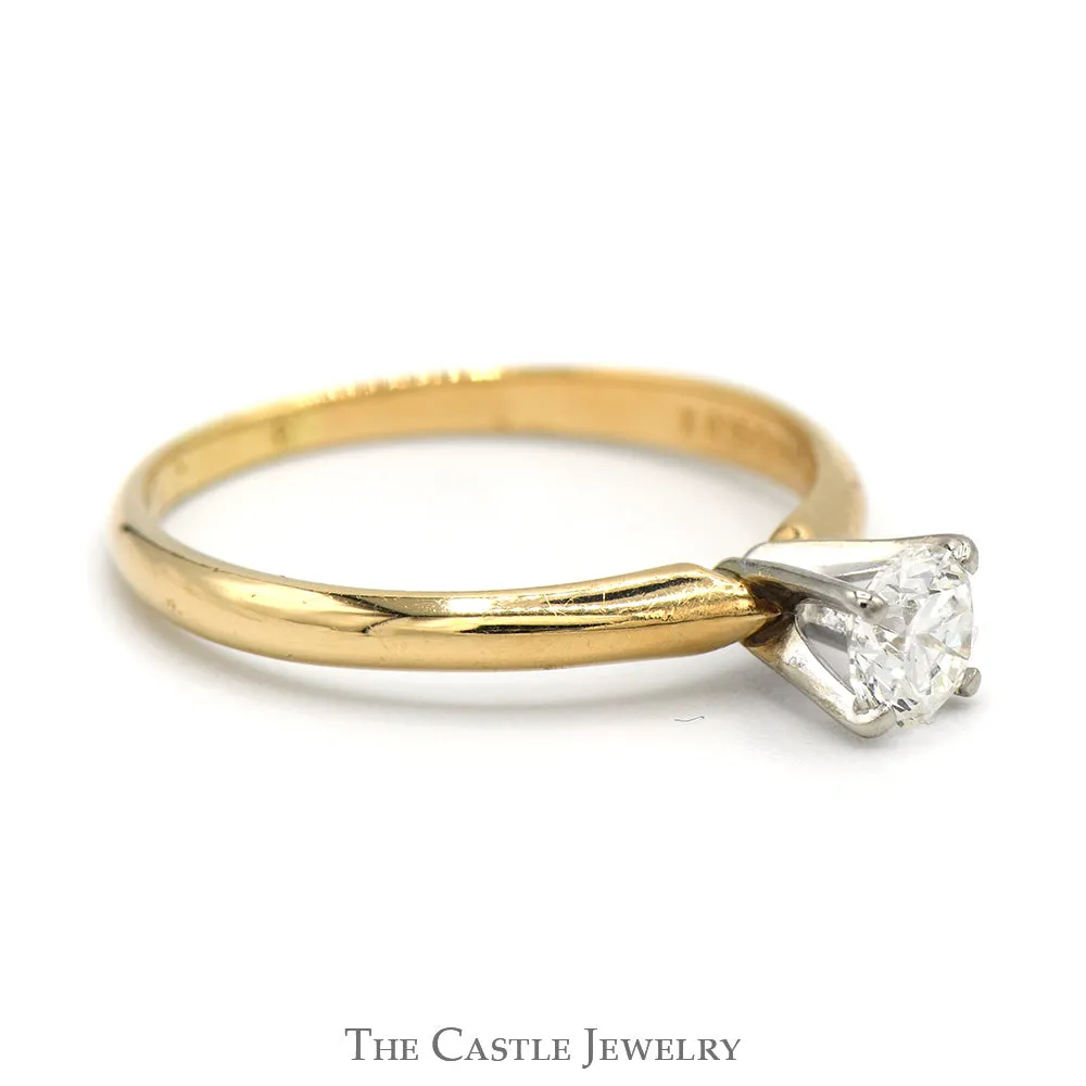 1/2ct Round Diamond Solitaire Engagement Ring in 14k Yellow Gold