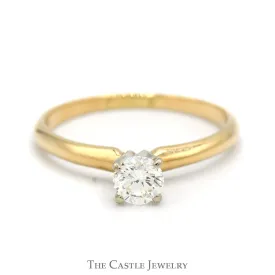 1/2ct Round Diamond Solitaire Engagement Ring in 14k Yellow Gold