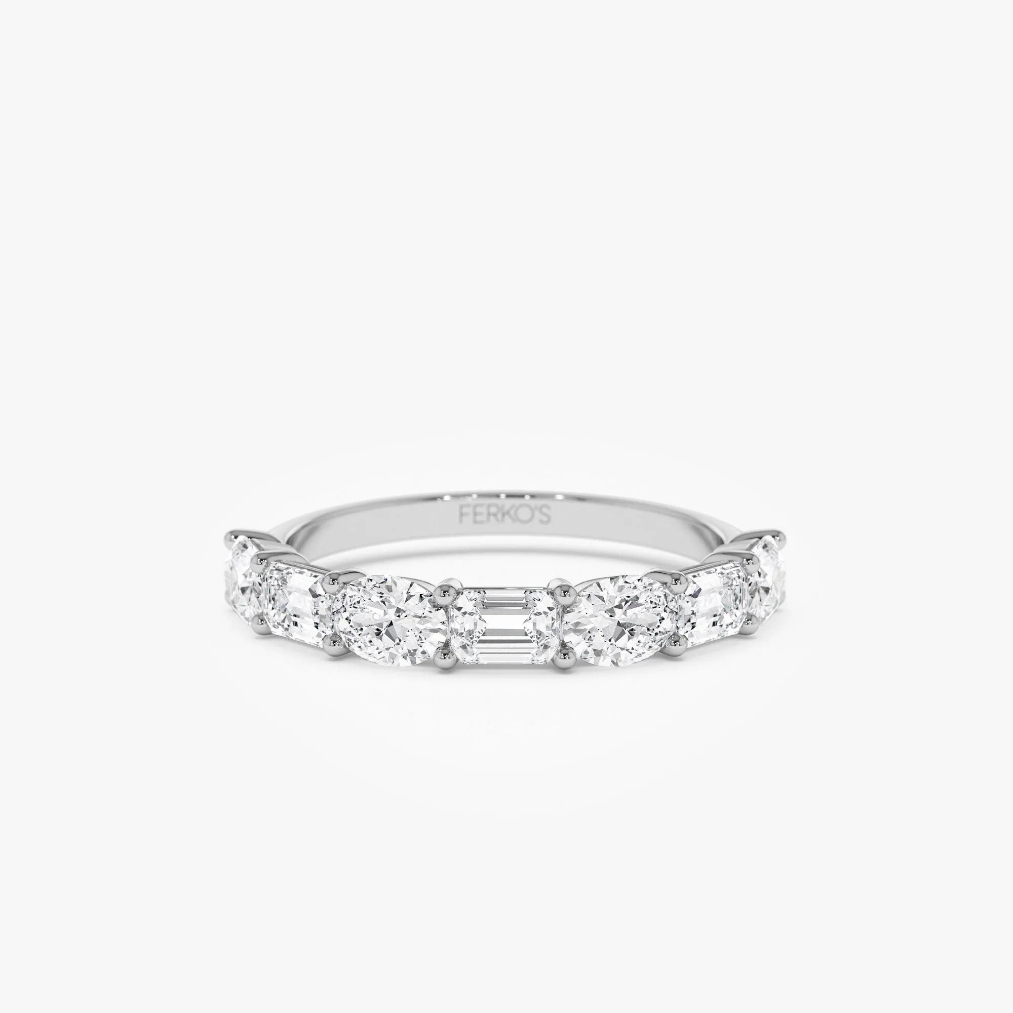 1.30 ctw 14k East West Prong Setting Seven Stone Oval &  Emerald Cut Lab Grown Diamond Ring - Jayleen