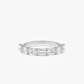 1.30 ctw 14k East West Prong Setting Seven Stone Oval &  Emerald Cut Lab Grown Diamond Ring - Jayleen