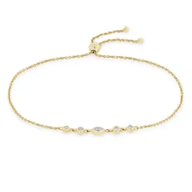 14k 5 Linked Mixed Cut Diamond Bolo Bracelet