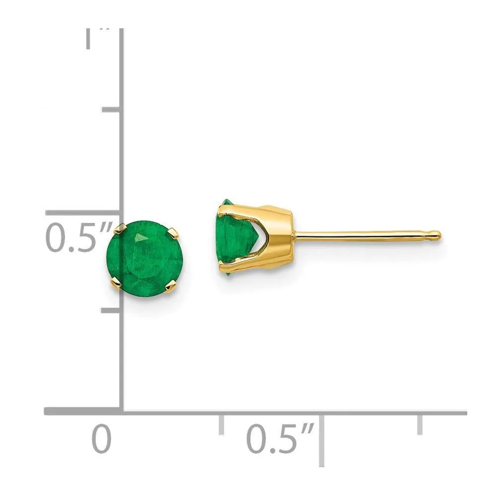 14k 5mm Emerald Earrings - May