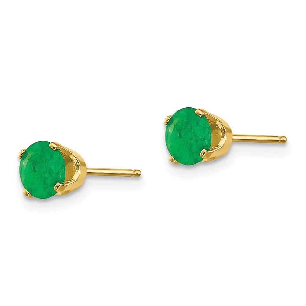 14k 5mm Emerald Earrings - May