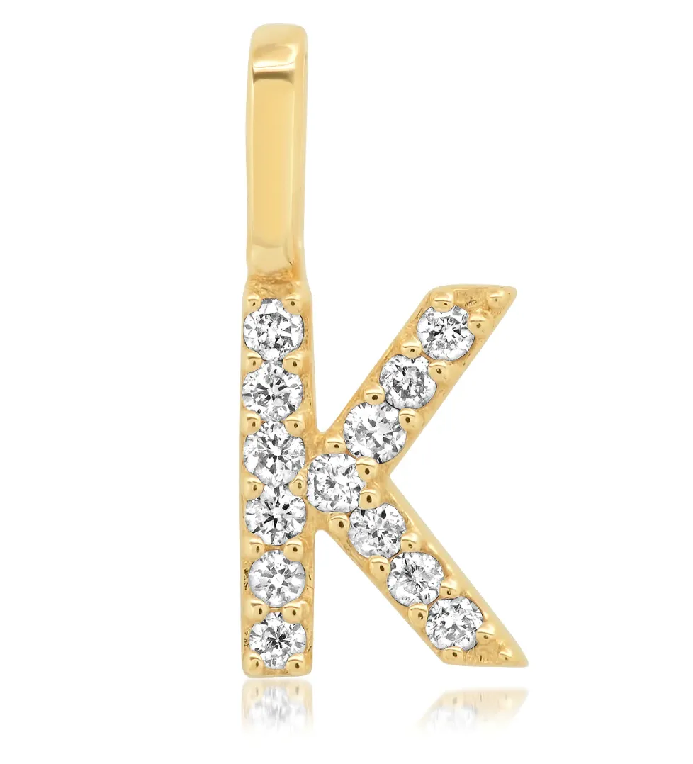 14k Diamond Pavé Monogram Pendant