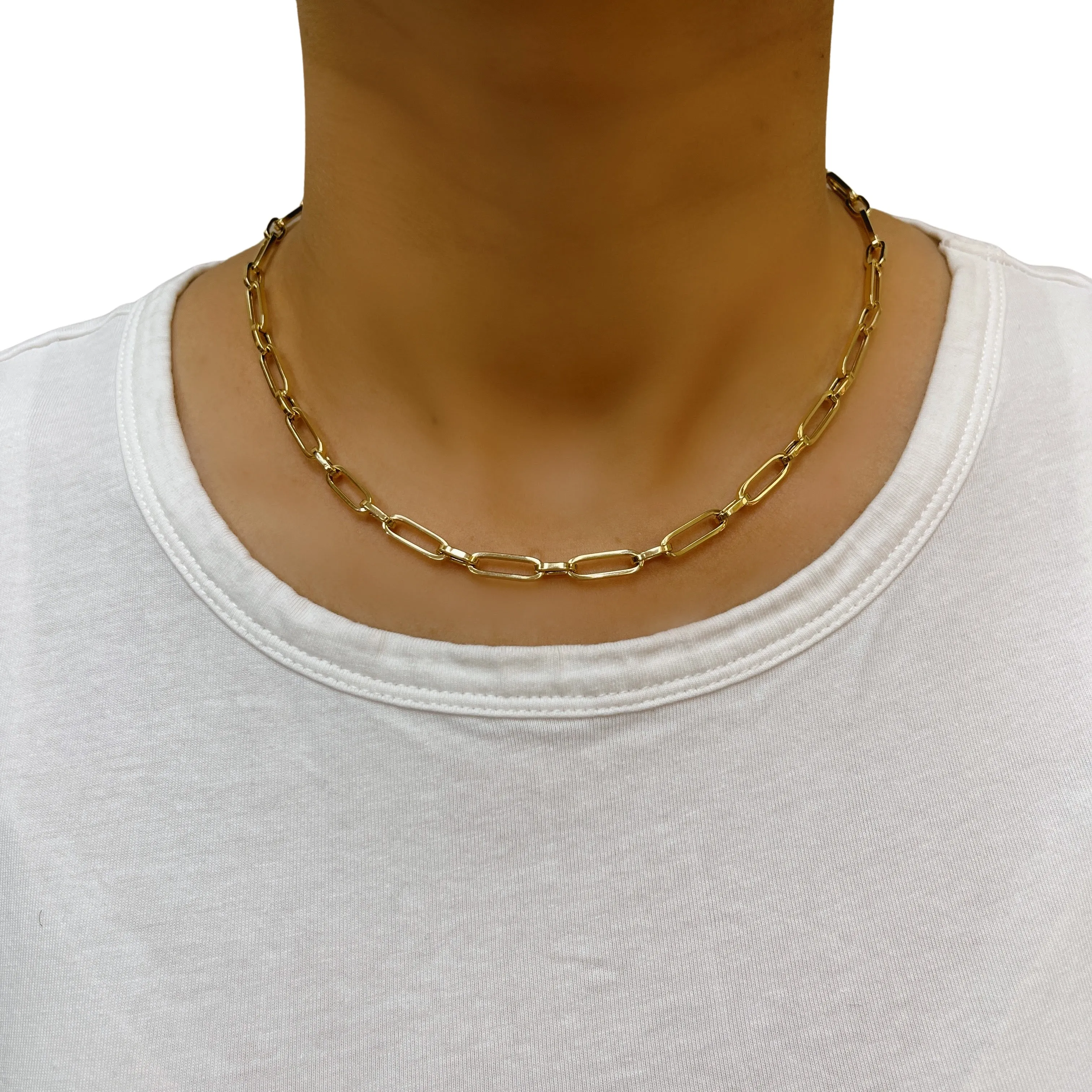 14K Gold Paperclip Chain 18"