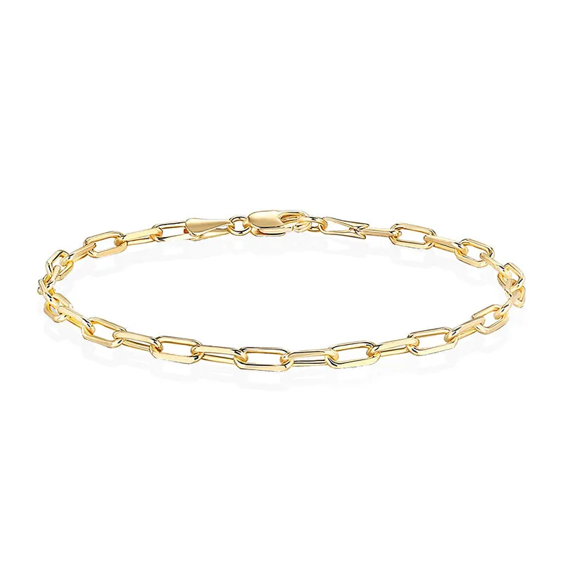 14K Gold Plated Paperclip Chain Adjustable Bracelet