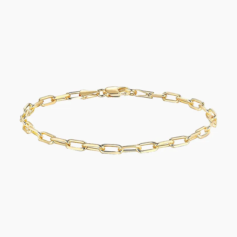 14K Gold Plated Paperclip Chain Adjustable Bracelet