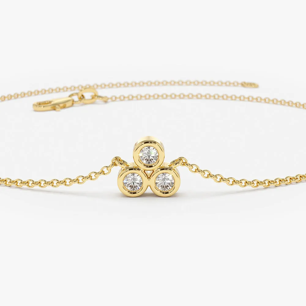 14K Gold Triangle Trio Dainty Diamond Bracelet