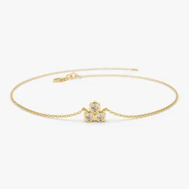 14K Gold Triangle Trio Dainty Diamond Bracelet