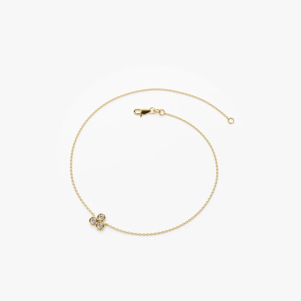 14K Gold Triangle Trio Dainty Diamond Bracelet