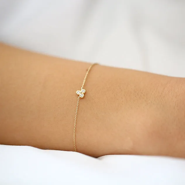 14K Gold Triangle Trio Dainty Diamond Bracelet