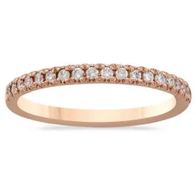 14k Rose Gold Classic Diamond Wedding Band 0.35 Ctw