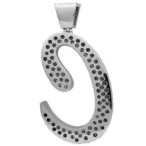 14K Solid White Gold Mens Custom Diamond Initial Letter Pendant 35.00 Ctw