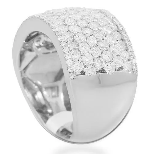 14K Solid White Gold Womens Diamond Cocktail Ring 2.58 Ctw