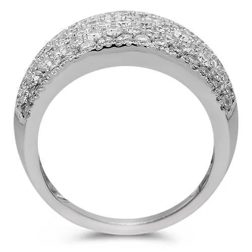 14K Solid White Gold Womens Diamond Cocktail Ring 3.68 Ctw