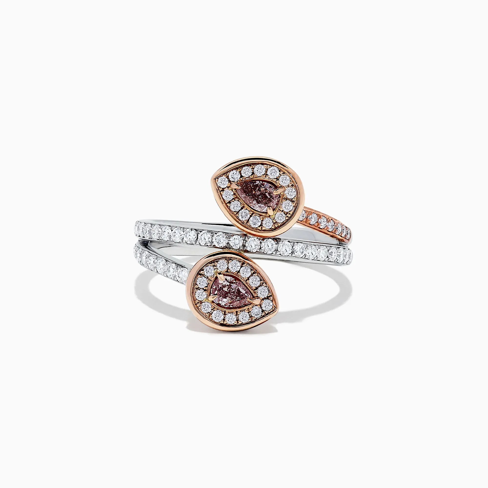 14K Two Tone Gold Pink and White Diamond Ring, 0.72 TCW