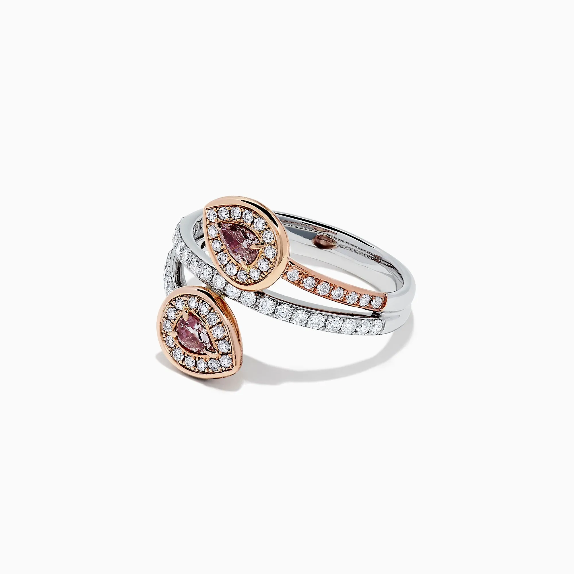 14K Two Tone Gold Pink and White Diamond Ring, 0.72 TCW