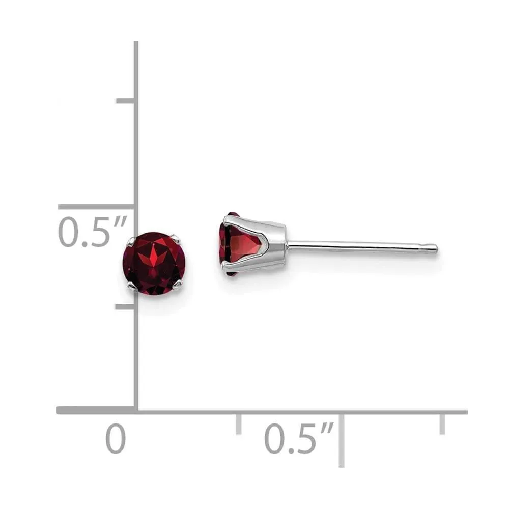 14k White Gold 4mm Garnet Stud Earrings