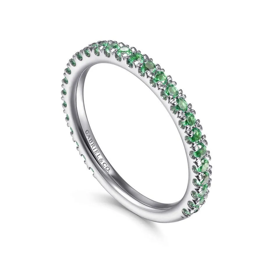 14K White Gold Emerald Stacklable Ring