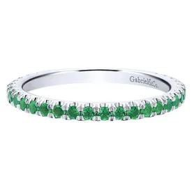 14K White Gold Emerald Stacklable Ring