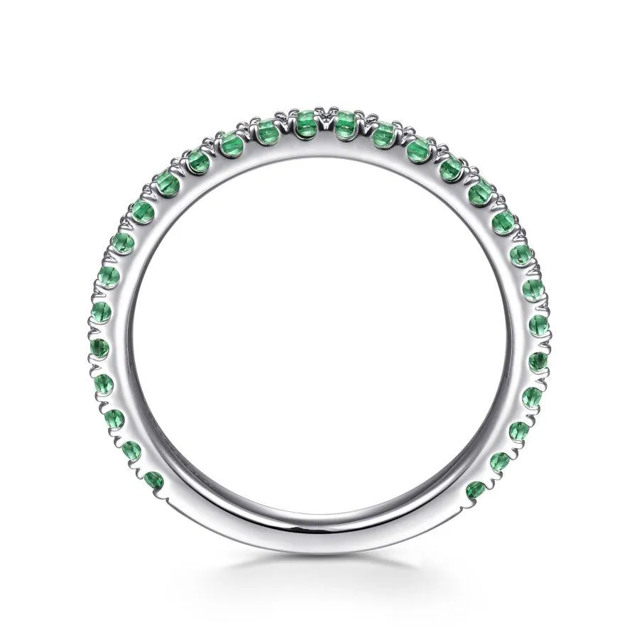 14K White Gold Emerald Stacklable Ring