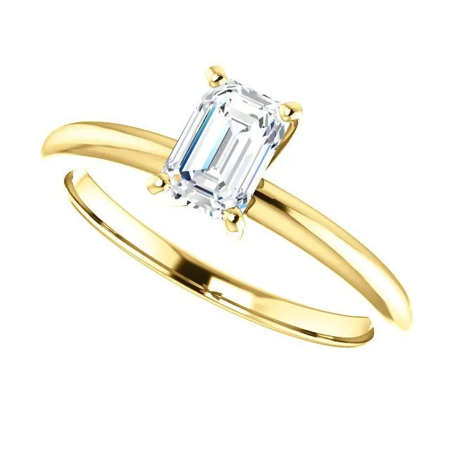 14KT GOLD 1/2 CT EMERALD DIAMOND SOLITAIRE RING