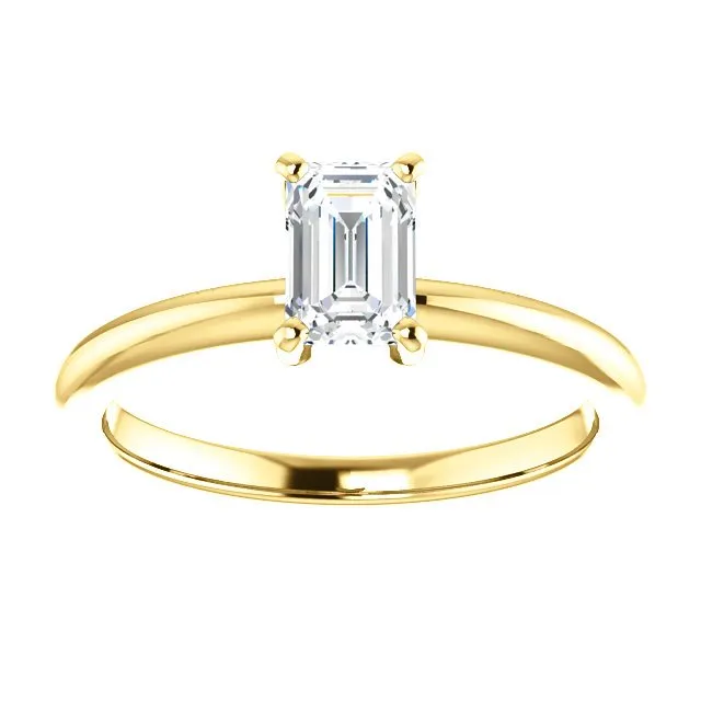 14KT GOLD 1/2 CT EMERALD DIAMOND SOLITAIRE RING