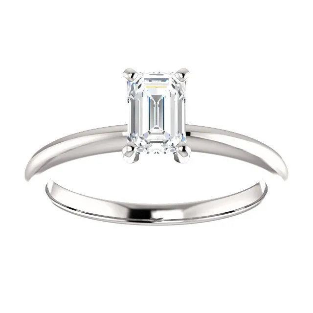 14KT GOLD 1/2 CT EMERALD DIAMOND SOLITAIRE RING