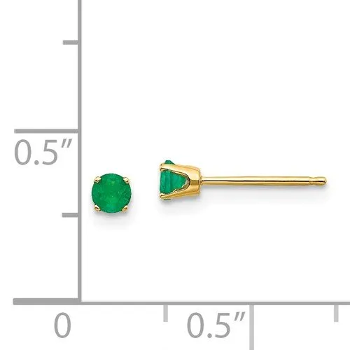 14KT GOLD 1/4 CTW ROUND EMERALD EARRINGS