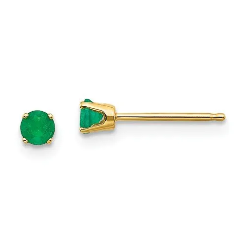 14KT GOLD 1/4 CTW ROUND EMERALD EARRINGS