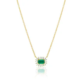 14KT Yellow Gold Emerald Baguette Diamond Audelia Necklace