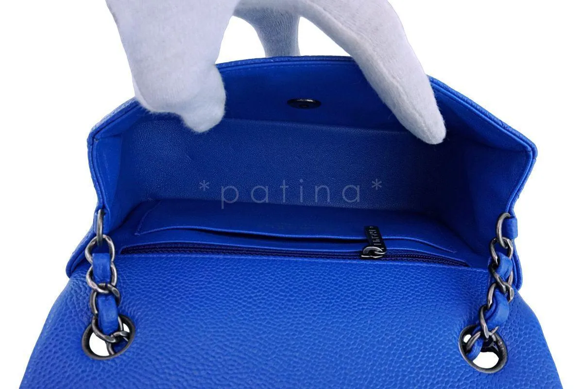 16C Chanel Blue Roi Cobalt Caviar Rectangular Classic Mini Flap Bag RHW