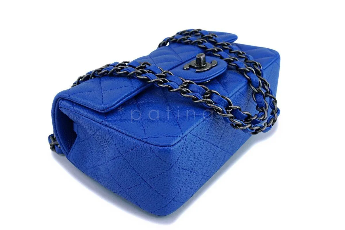 16C Chanel Blue Roi Cobalt Caviar Rectangular Classic Mini Flap Bag RHW