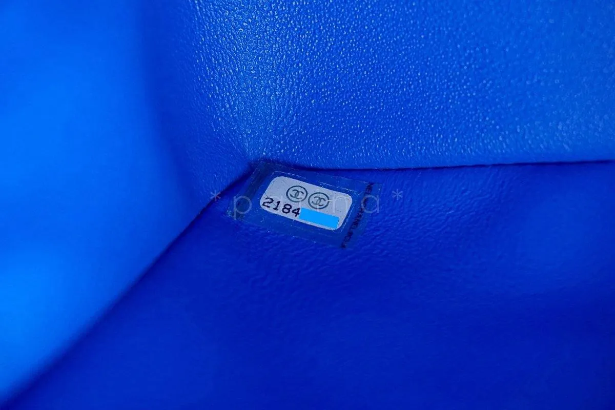 16C Chanel Blue Roi Cobalt Caviar Rectangular Classic Mini Flap Bag RHW