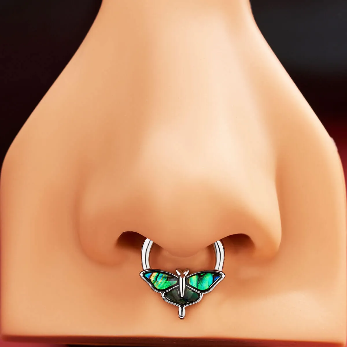 16G Abalone Shell Moth Septum Ring