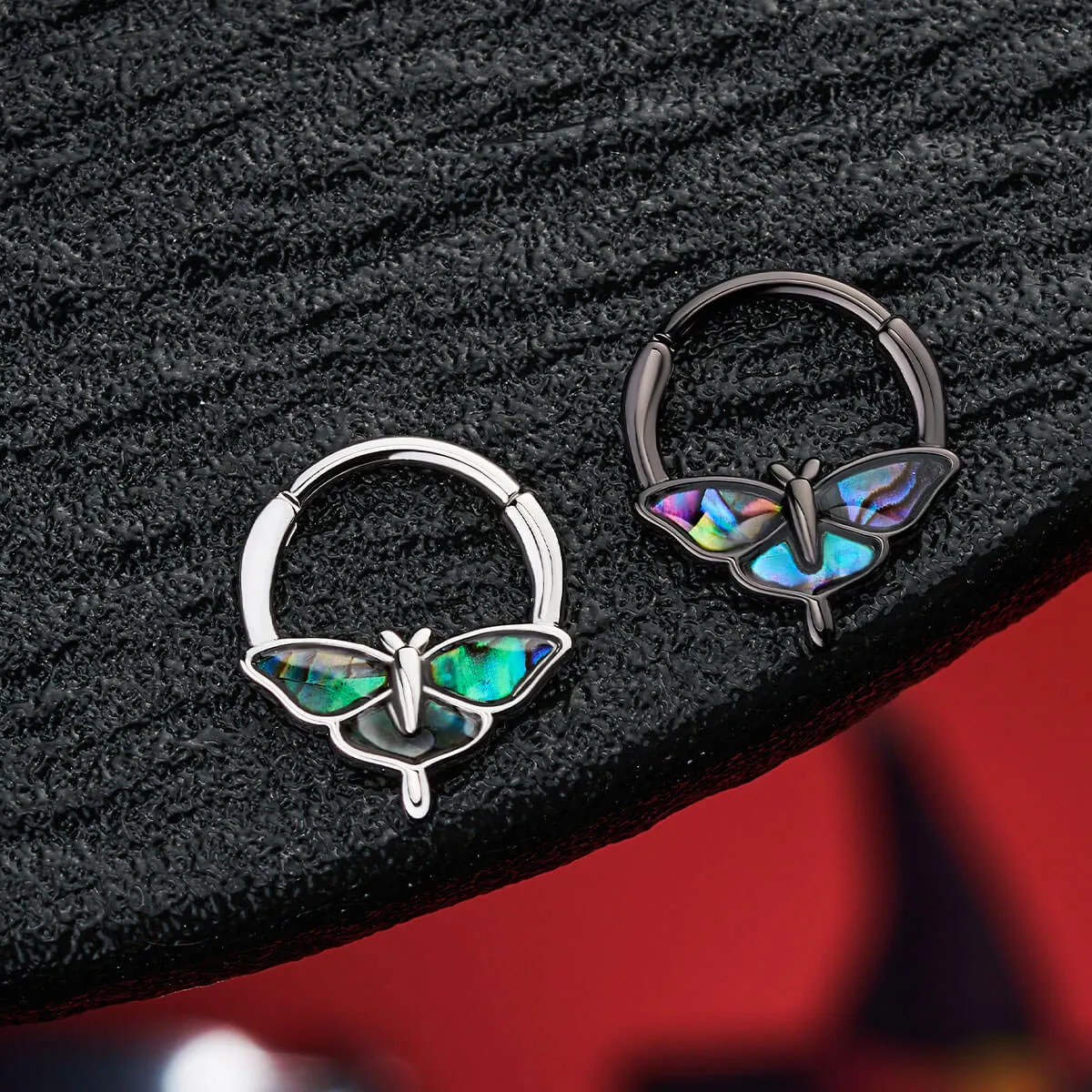 16G Abalone Shell Moth Septum Ring