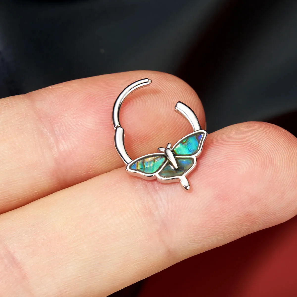 16G Abalone Shell Moth Septum Ring