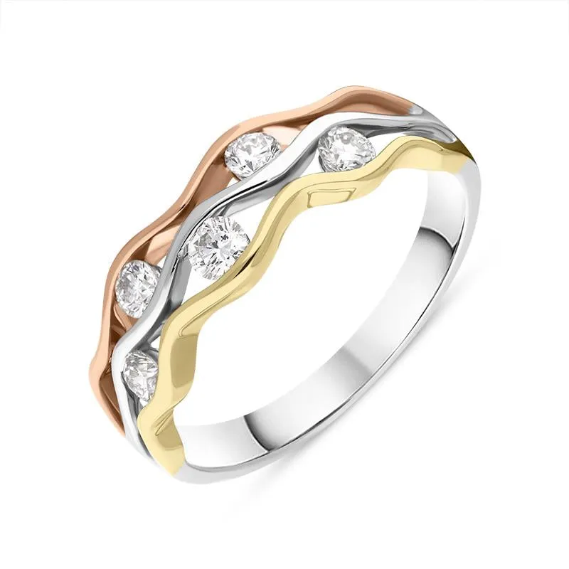 18ct Gold Diamond Tension Set Wave Ring