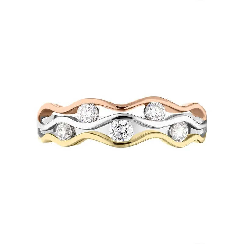 18ct Gold Diamond Tension Set Wave Ring