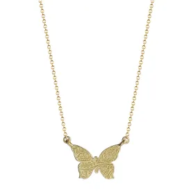 18K Gold Small Paisley Butterfly Pendant