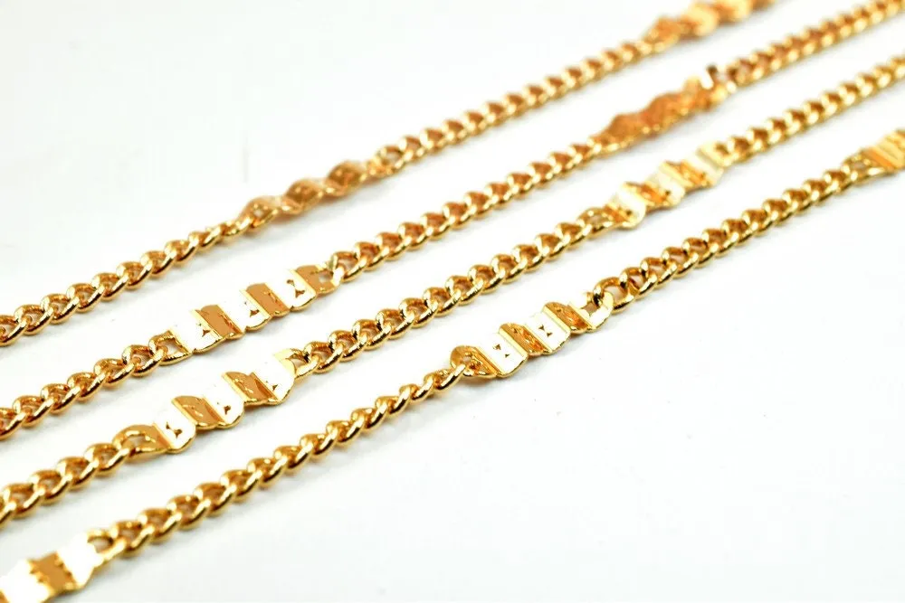 18K Pink Gold Filled Look, EP Chain Width 3mm Thickness 1mm Gold-Filled findings for Gold Filled Look, Jewelry Making Sold by Foot PGF17