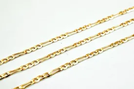 18K Pinky Gold Filled Look, EP Chain Figaro Chain Width 2mm Thickness 0.5mm Gold-Filled finding for Gold Filled Look, Jewelry Making Sold by Foot PGF06