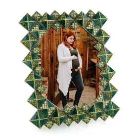 1928 Jewelry Apex Green Crystal Rectangle Picture Frame 3.5" x 5"