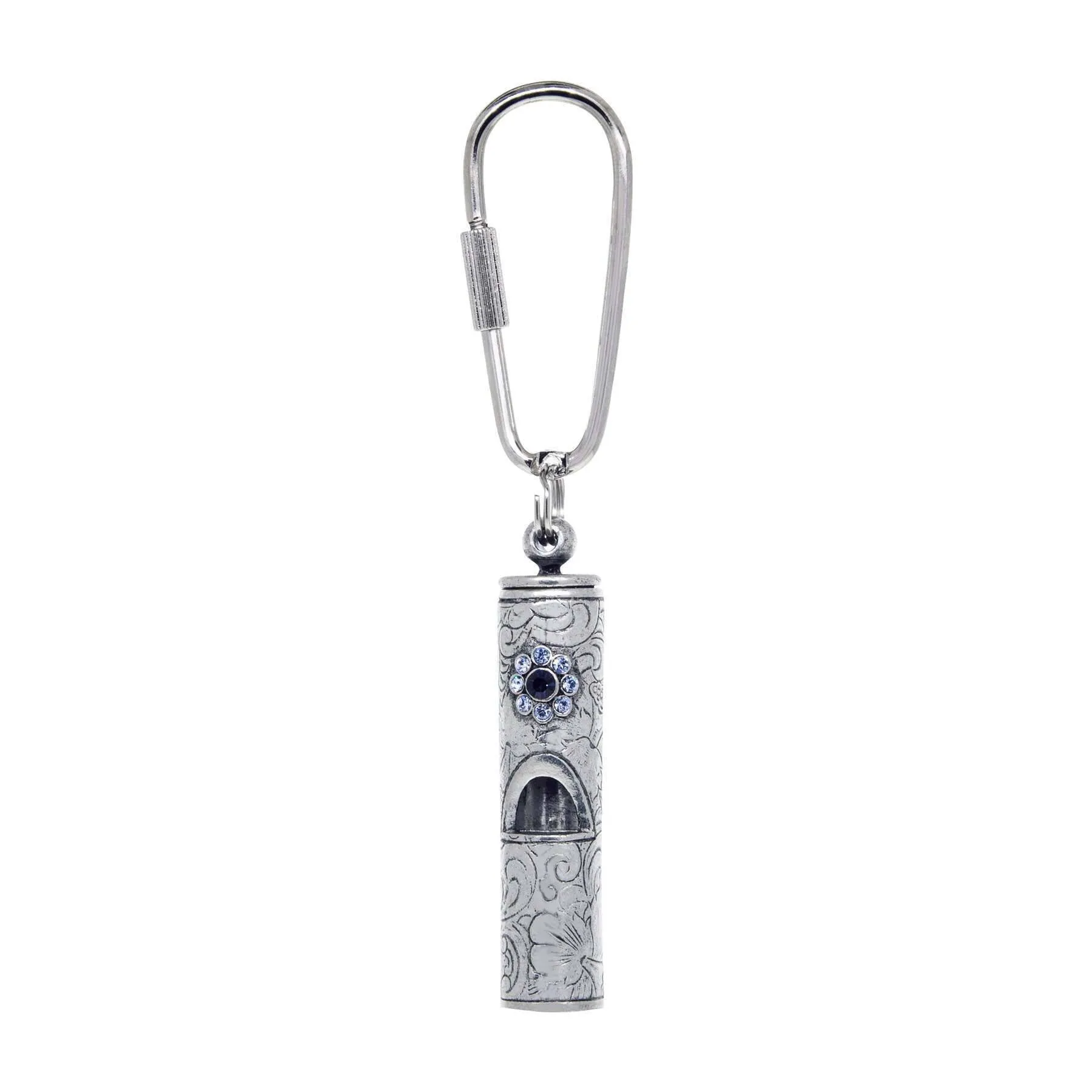 1928 Jewelry Blue Crystal Flower Whistle Carabiner Key Chain