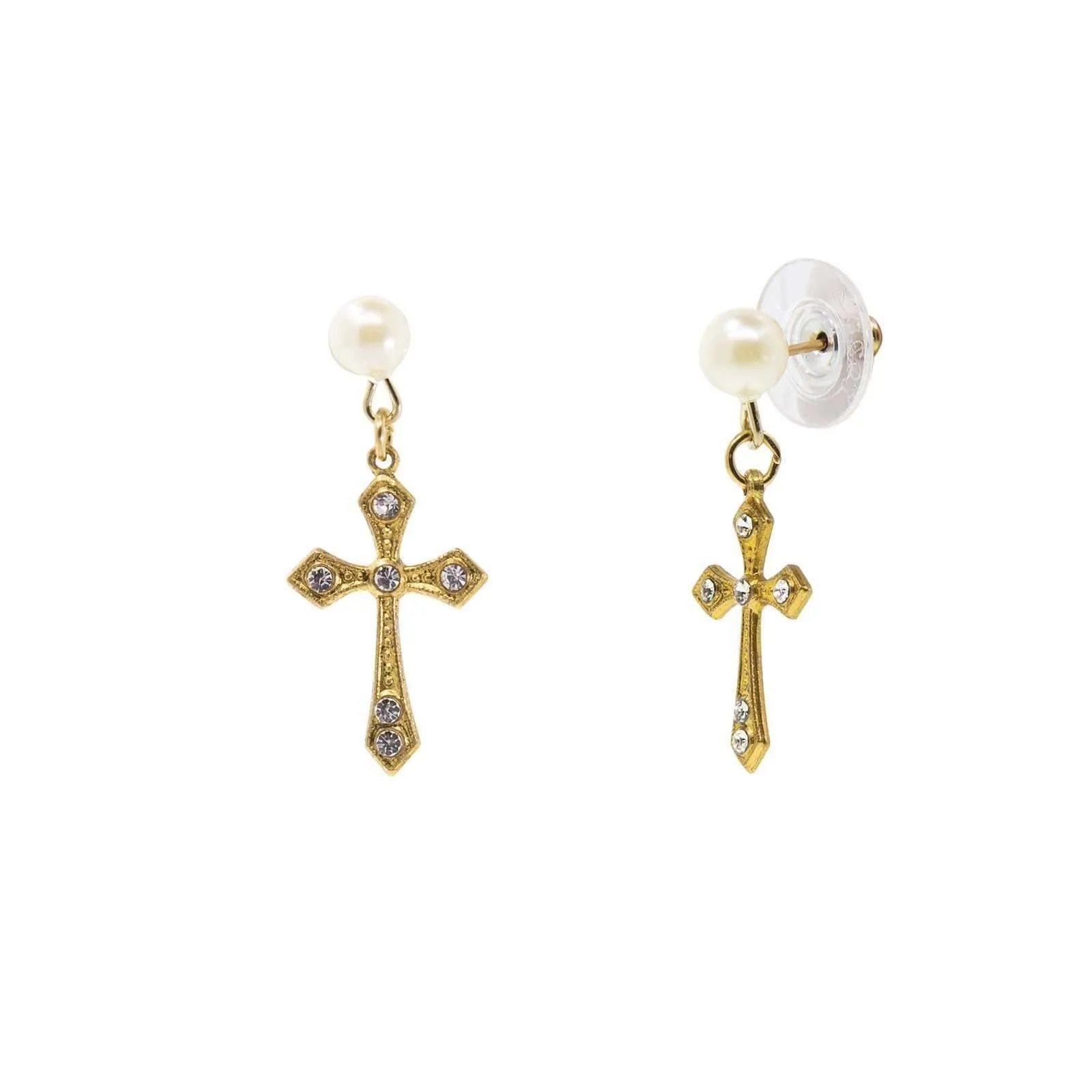 1928 Jewelry Crystal Cross Stud Drop Earrings