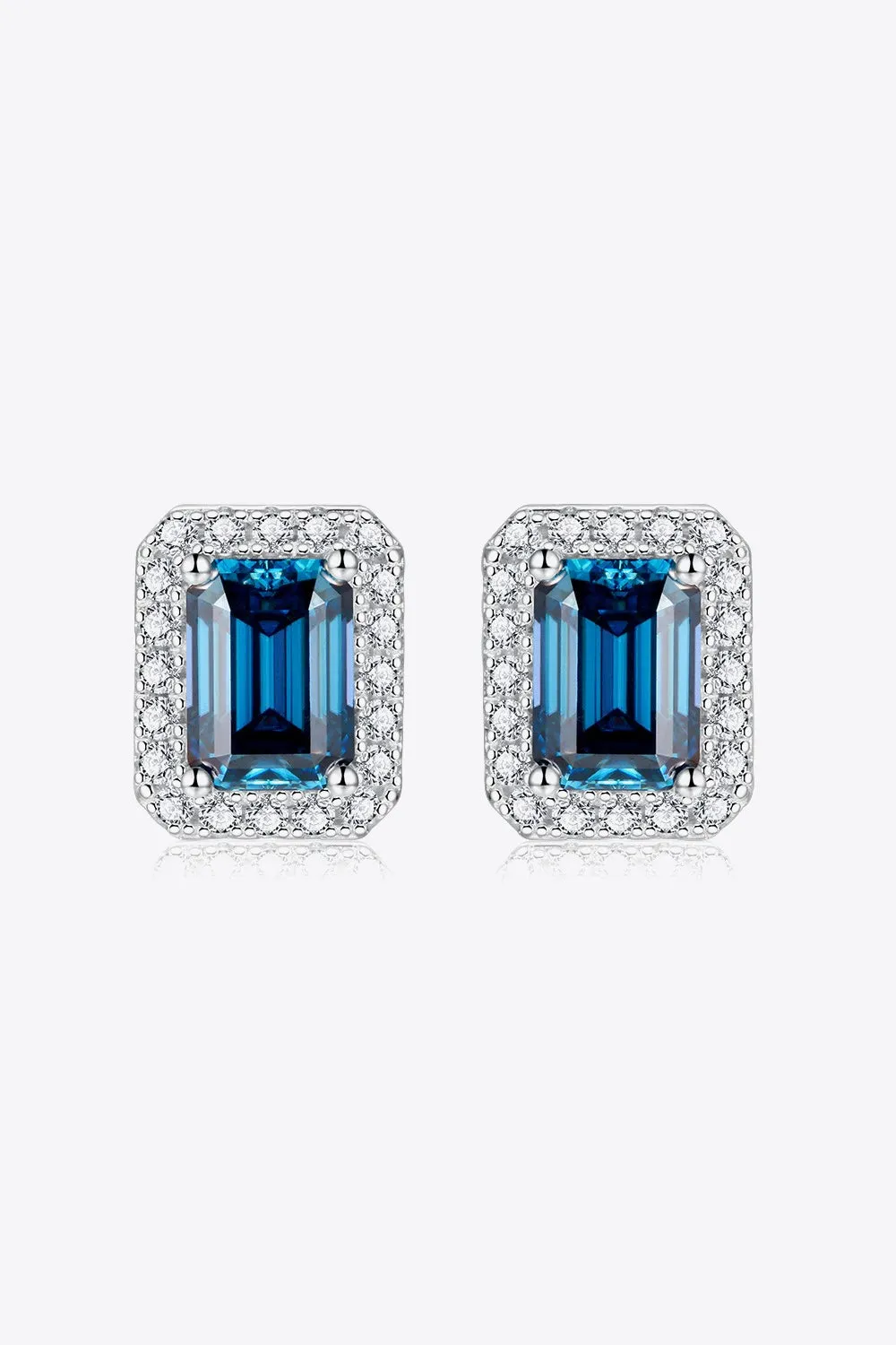 2 Carat Moissanite Stud Earrings in Indigo