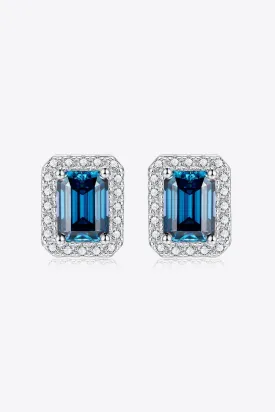 2 Carat Moissanite Stud Earrings in Indigo